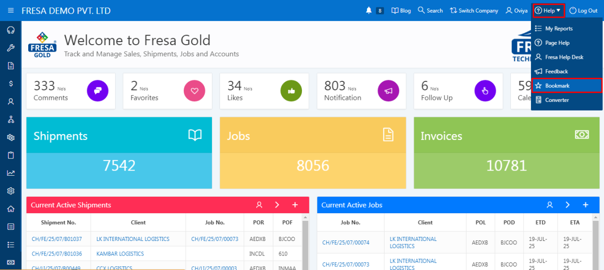 Steps to access the list of favorites without Masters module in the FRESA application. 2
