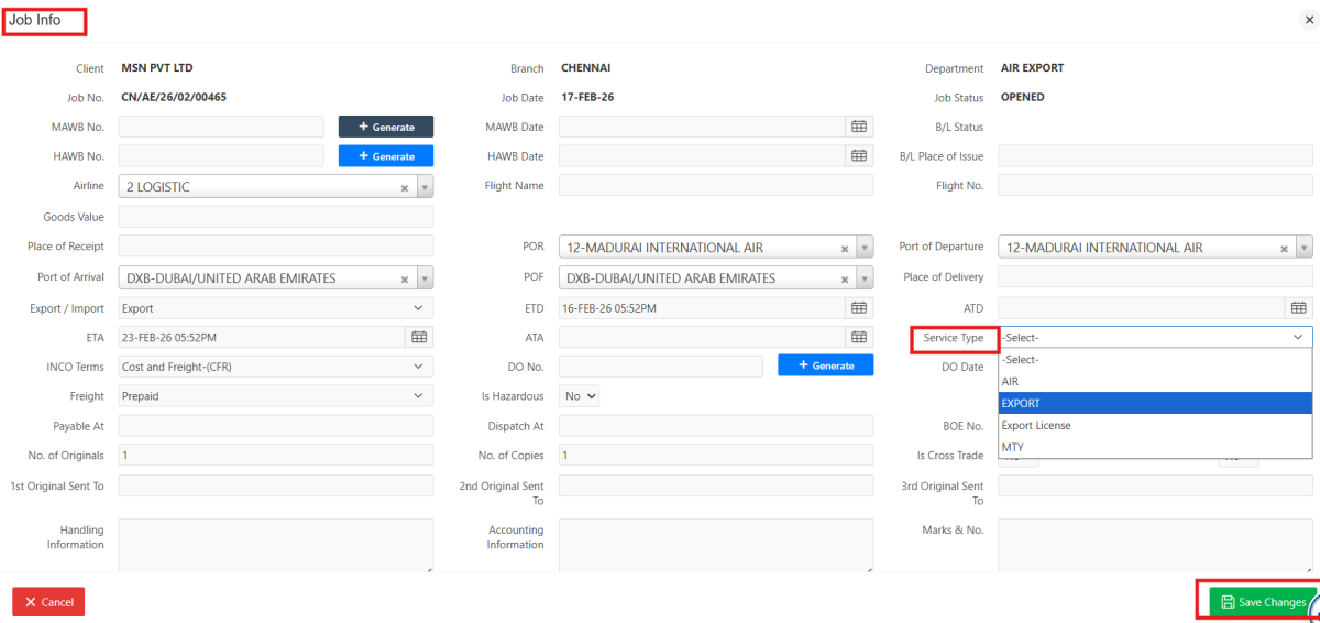 Service Type Exec How to Add a Service Type for a Job in the Fresa Application
