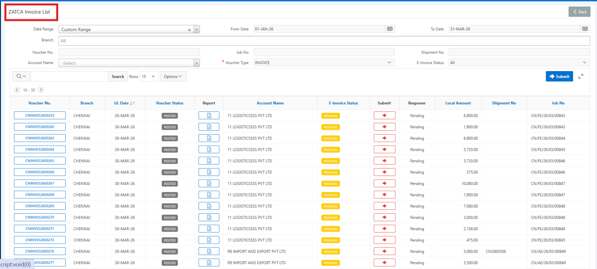 Steps to Download ZATCA Invoice List in Fresa Application